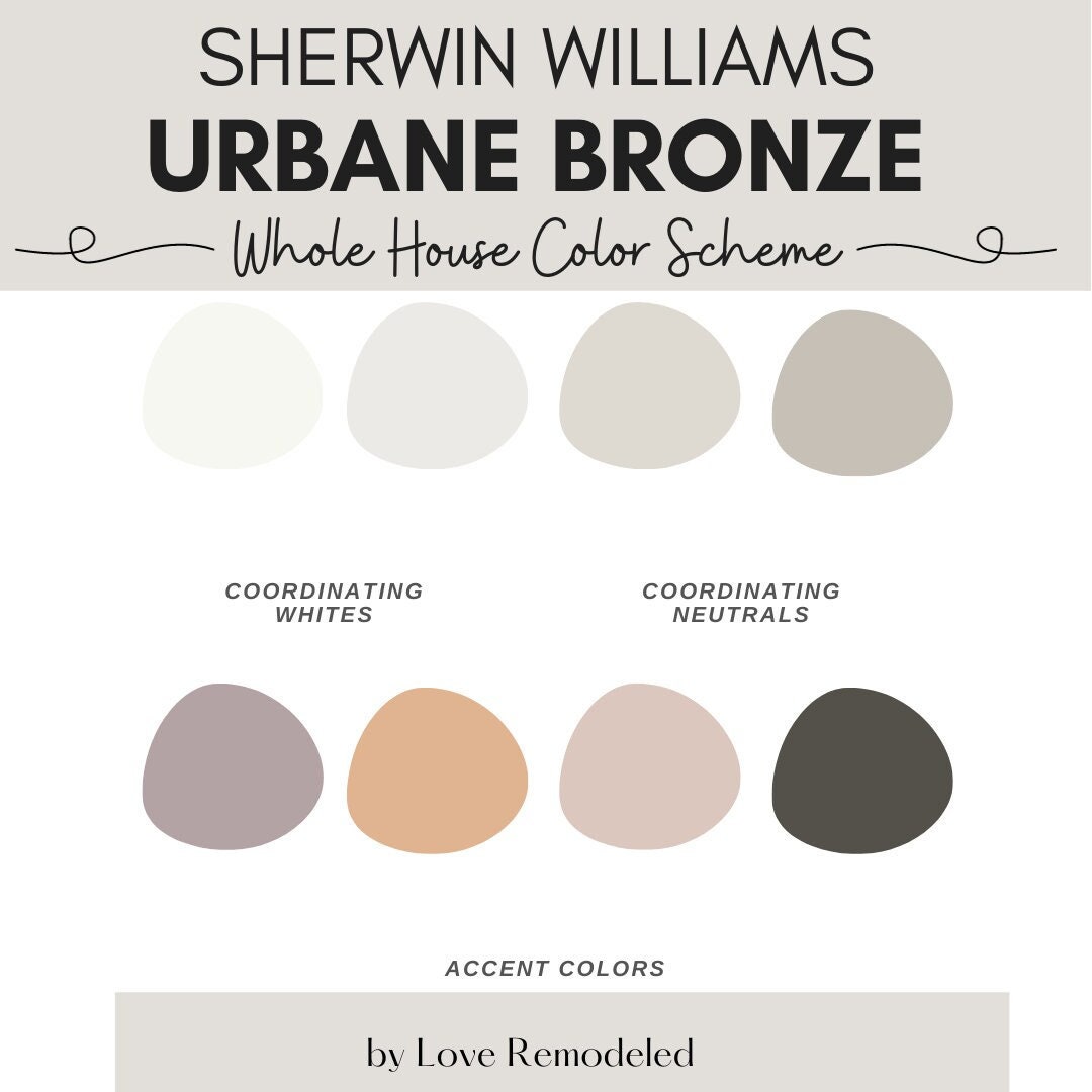 Sherwin Williams Urbane Bronze Color Palette Urbane Bronze Color Scheme Coordinating Colors for Urbane Bronze Interior Paint Etsy UK