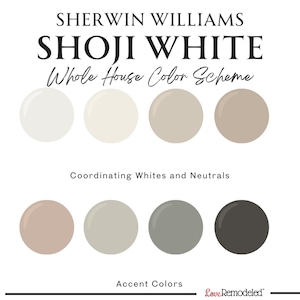 Sherwin Williams Shoji White Color Palette | Shoji White Color Scheme | Coordinating Colors for Shoji White | Interior Paint
