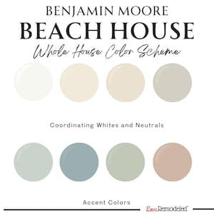 Benjamin Moore Beach Home Paint Color Palette | Beach Home Color Scheme | Interior Paint | Paint Palette | Coastal Paint Colors