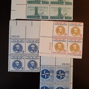 1959 set of 15 commemorative plate# block of 4 US stamps mint never hinged original gum