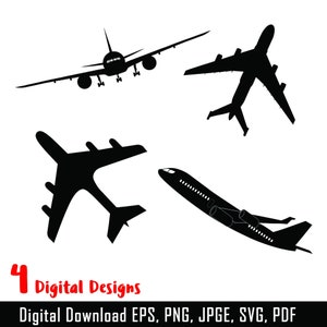Avião svg, pacote de avião SVG, arquivos SVG de avião, clipart de avião, avião, SVG de aeronave, arquivos de corte de avião para Cricut, silhueta