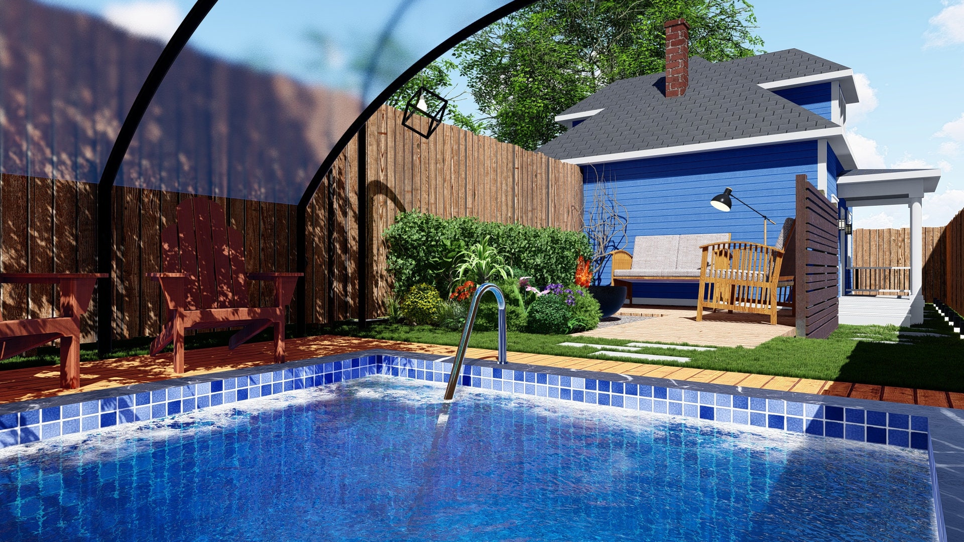 Online Backyard Design, Backyard 3D Rendering, 3d Rendering, Custom, Landscape Design, Garden