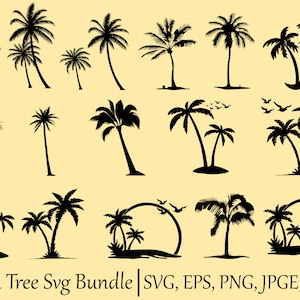 Palm Tree Svg, Palm Tree Silhouette, Palm Tree Cut Files, Palm Tree Svg Bundle, Palm Tree Clipart, Palm Tree Design Svg, Tropical Svg, Beach