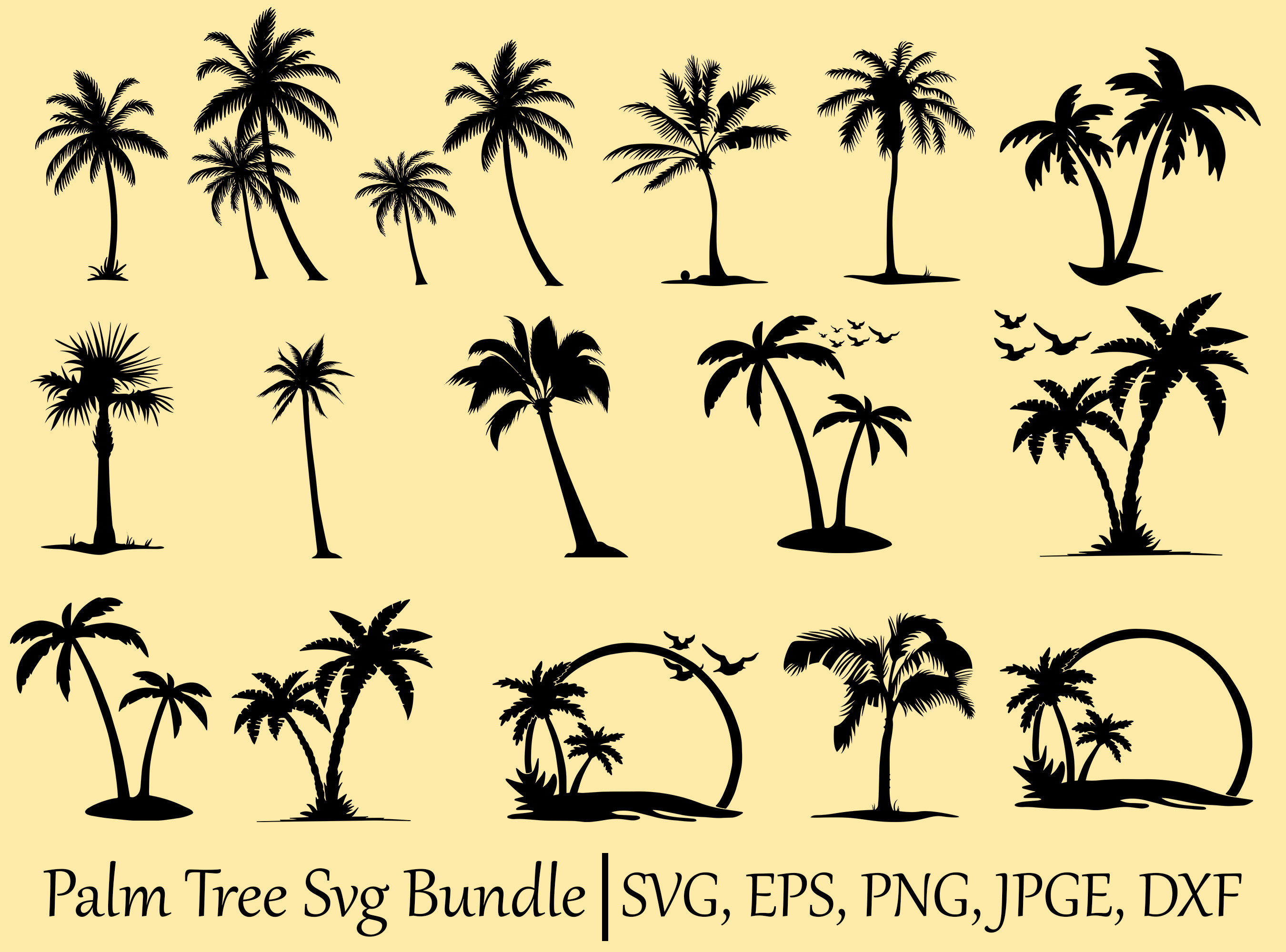 Palm Tree Svg, Palm Tree Silhouette, Palm Tree Cut Files, Palm Tree Svg ...