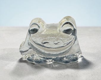 Pisapapeles vintage de cristal transparente con forma de rana, decoración de escritorio con forma de animal retro y robusto.