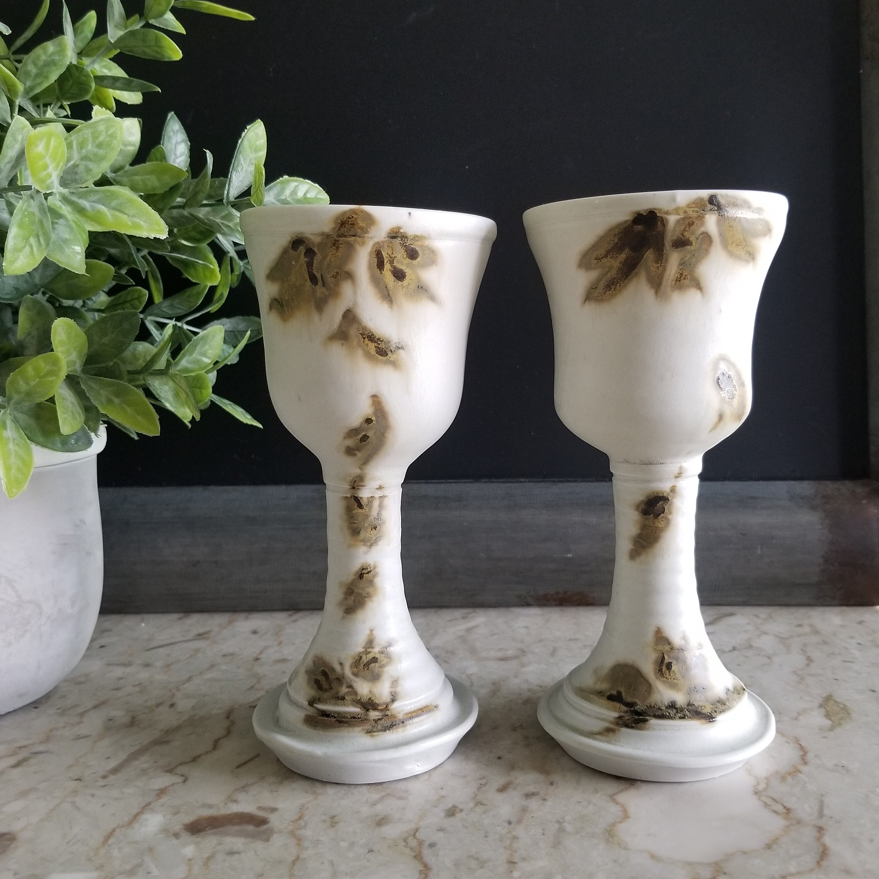 Handcrafted Stoneware Wine Goblets Set of 2. Clay Pottery Cups Etsy