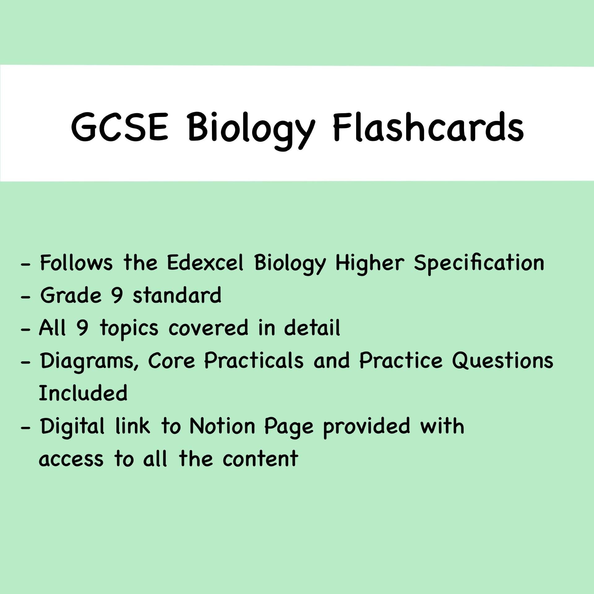 COMPLETE GCSE Higher Biology Edexcel Notion Flashcards - Includes All 9 ...