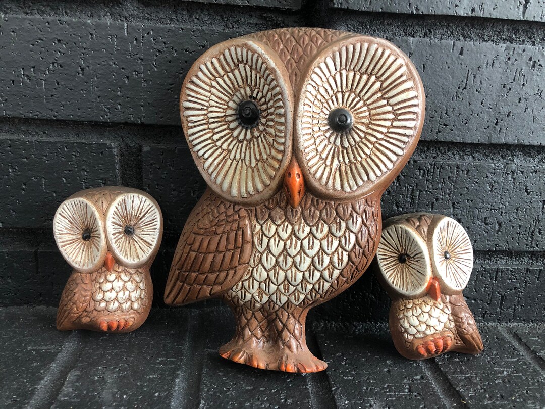 Vintage Kitsch Owl Family 3 Owls - Etsy