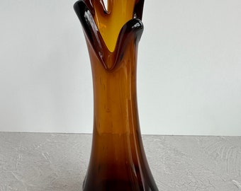 Vintage Root Beer Amber Swung Vase