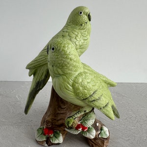 Vintage Green Parakeet Figurine