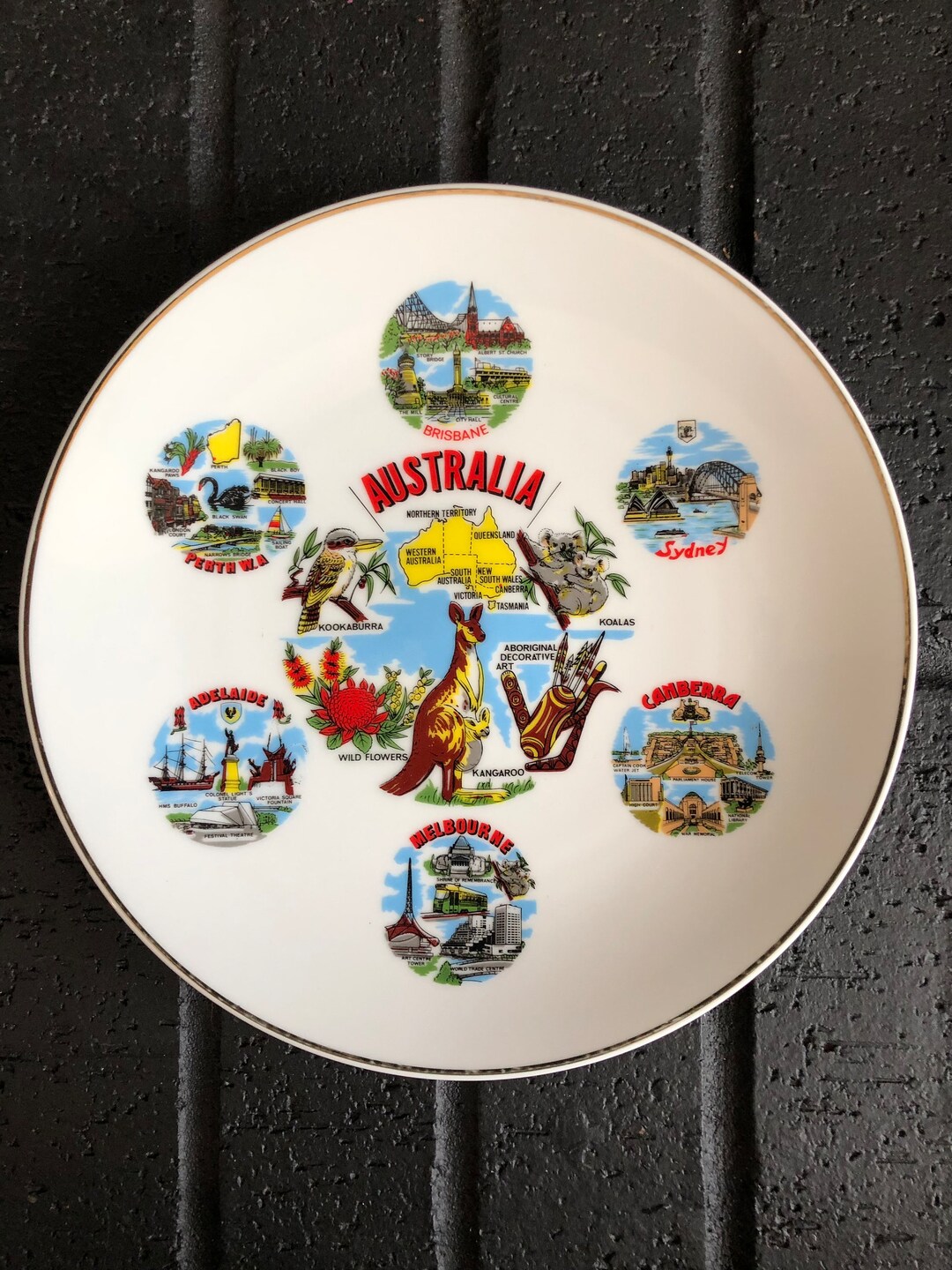 Vintage Australia Souvenir Plate Etsy
