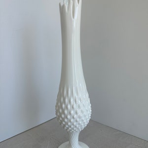 Vintage Fenton Milk Glass Hobnail Swung Vase