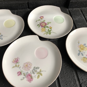 Vintage Lefton Floral Snack Plates 1950s Set of 4
