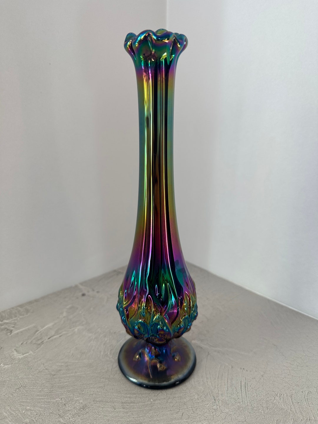 Fenton Carnival Glass Swung Vase Etsy