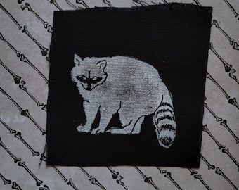 Raccoon punk cloth patch