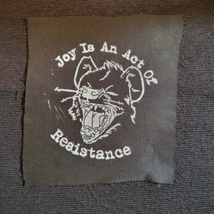 Joy is resistance hyena punk cloth patch