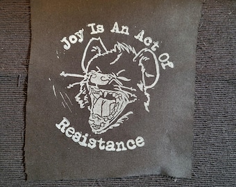 Joy is resistance hyena punk cloth patch