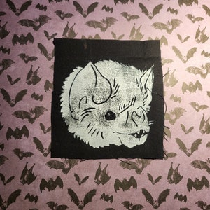 Vampire bat head punk cloth patch
