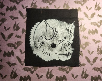Vampire bat head punk cloth patch