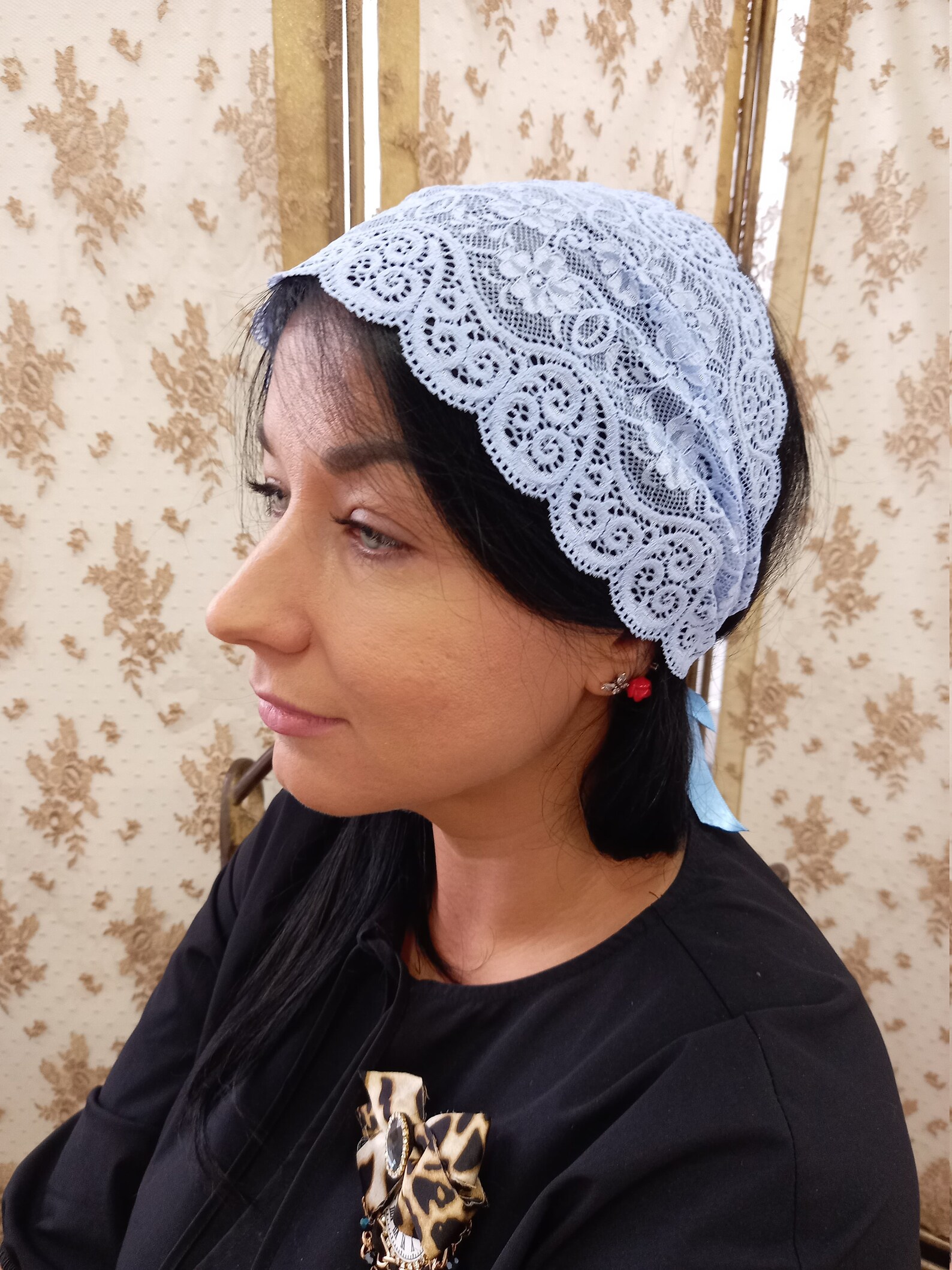 Lace Headbend Church head covering Ortodox Church or Chapel Etsy