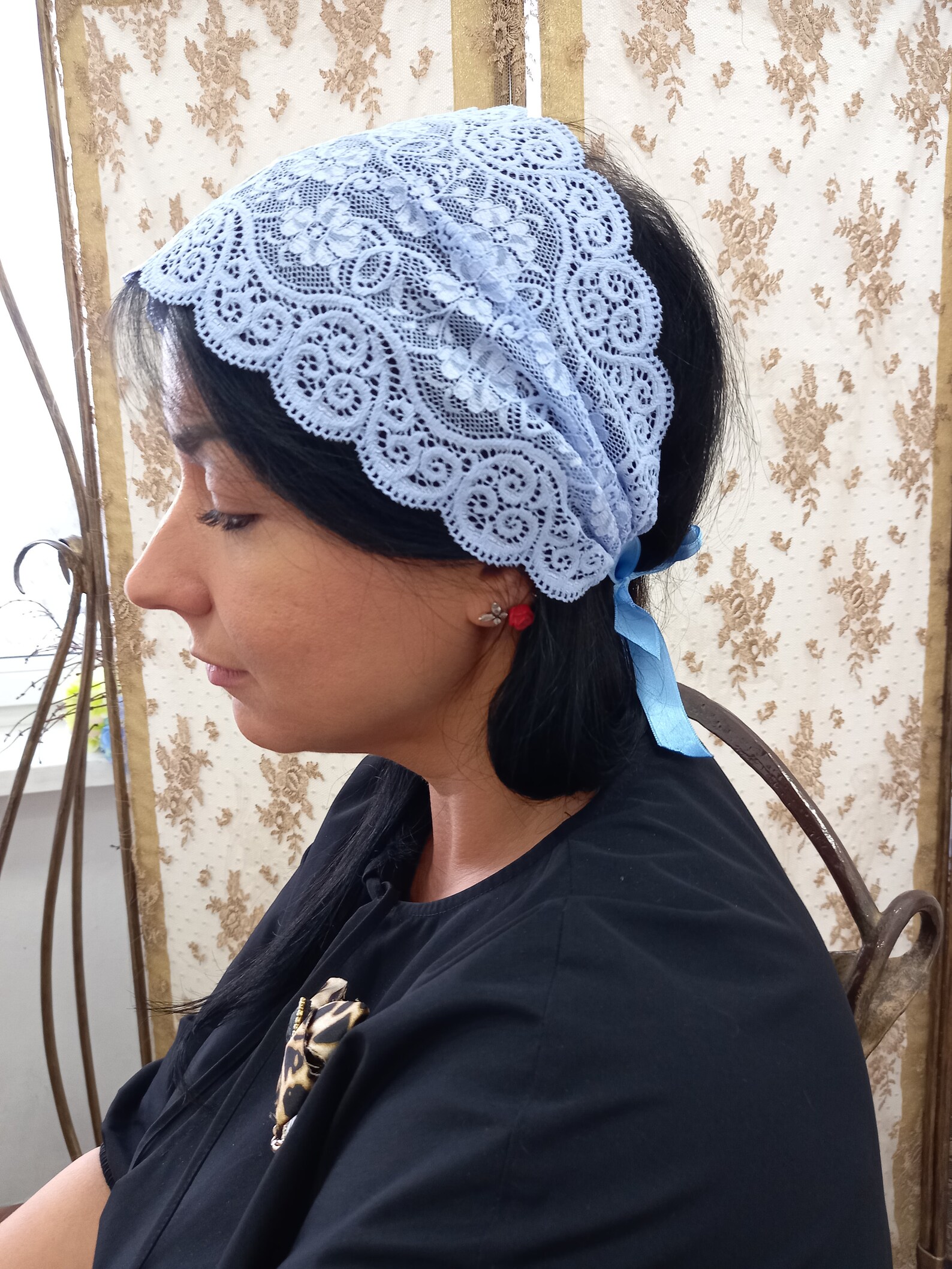 Lace Headbend Church head covering Ortodox Church or Chapel Etsy
