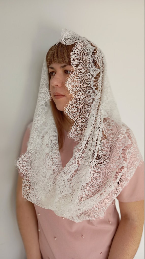Mantilla Religion Hats Infinity Veil Veil for Mass Beige Etsy