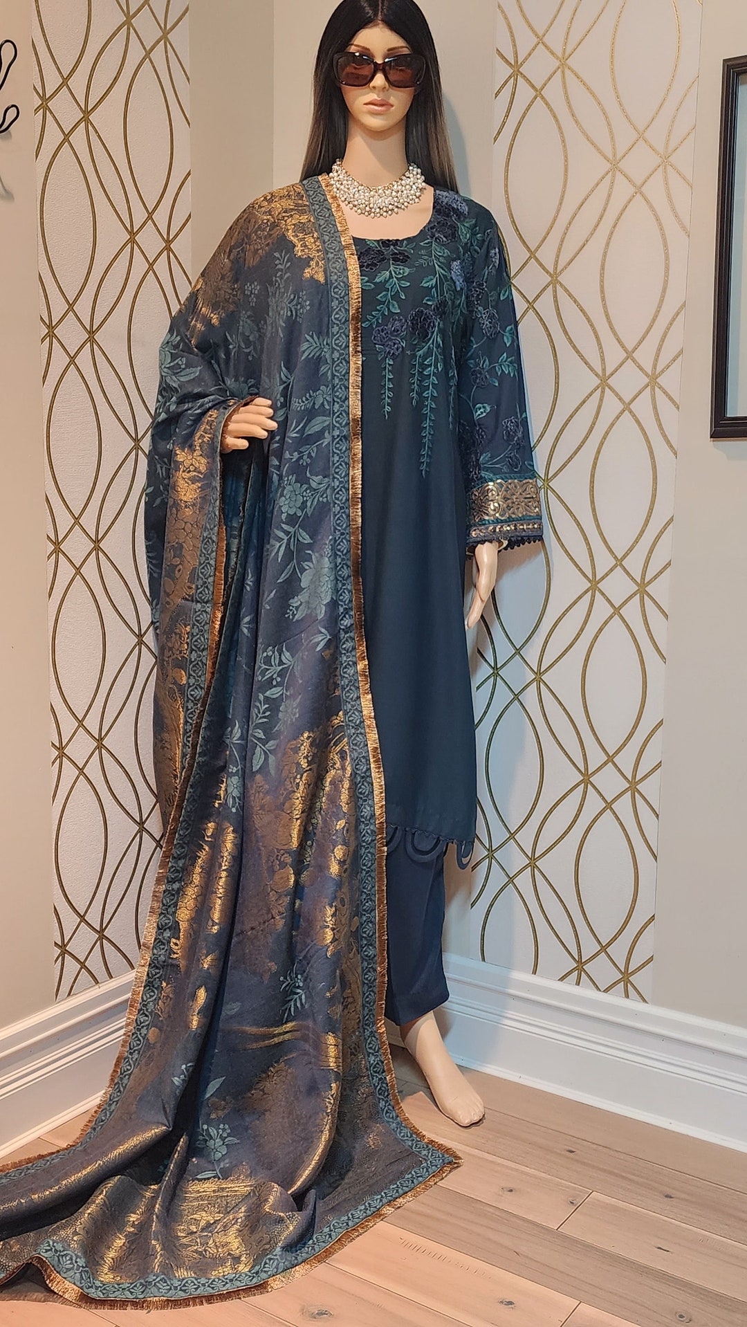 Pakistani Designer Maria B. 3 Piece Stitched Luxury Embroidered Linen ...