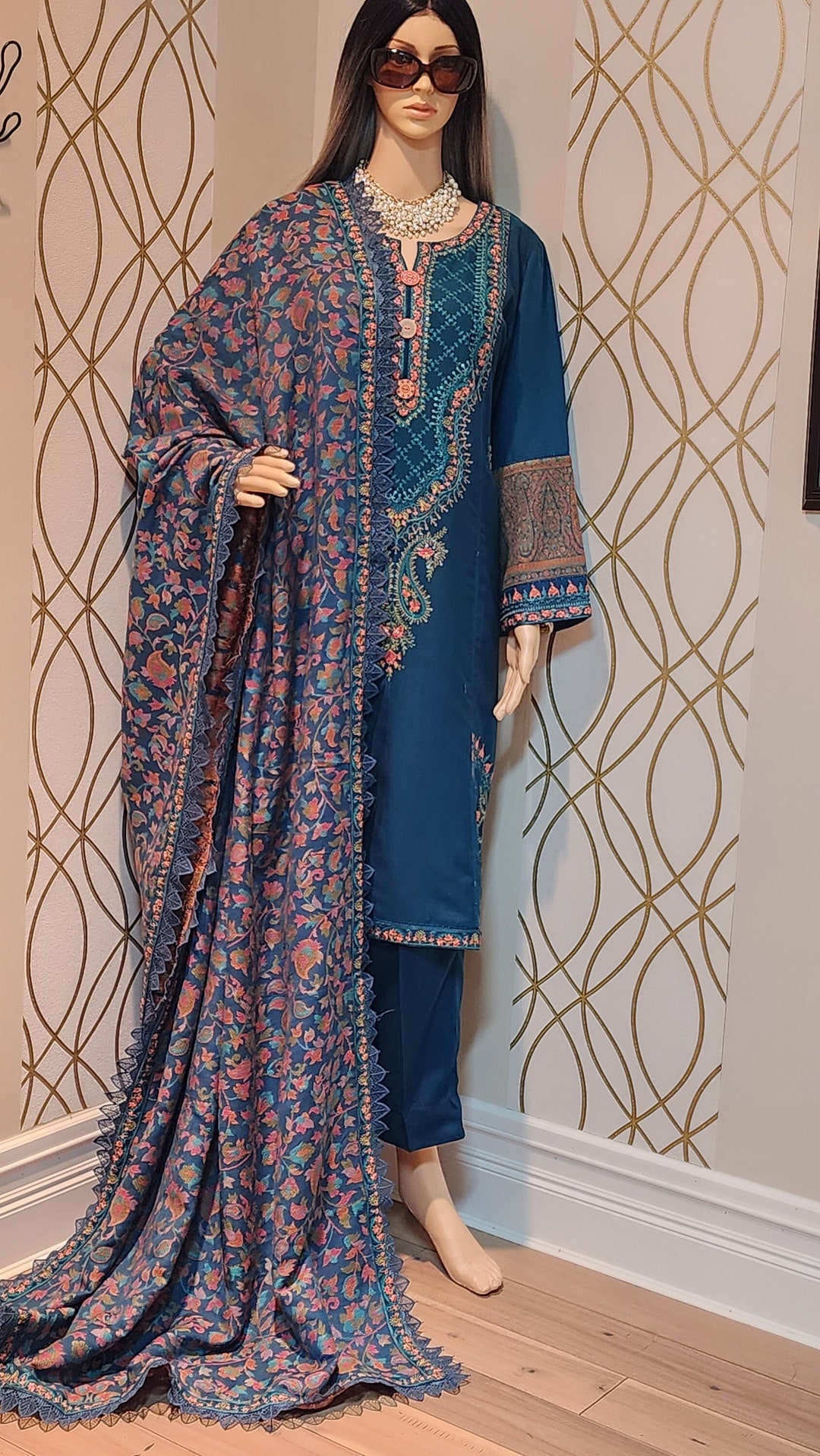 Pakistani Designer Maria B. Luxury Embroidered Linen 3 Piece Stitched ...