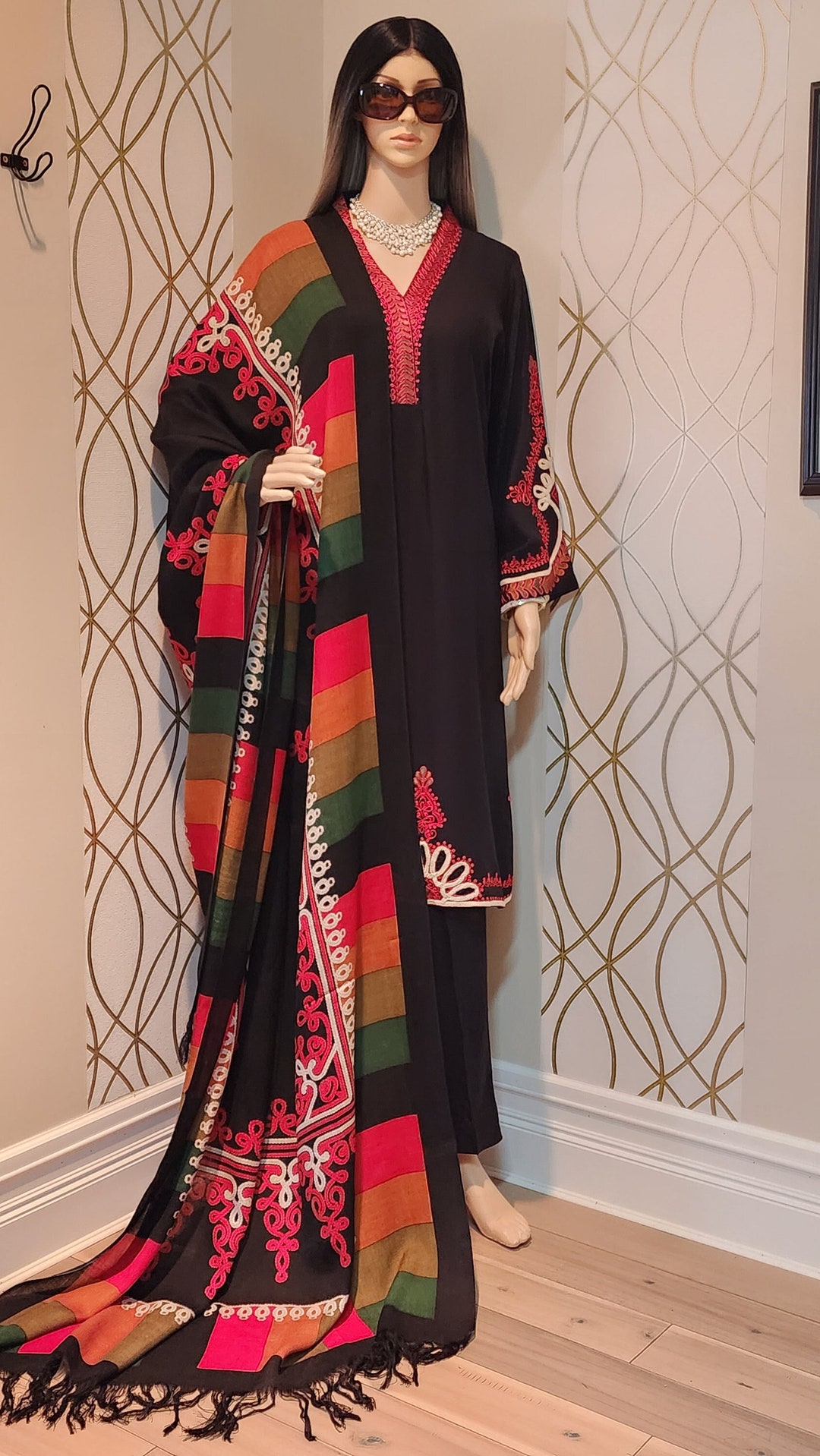 Pakistani Designer Maria B. 3 Piece Embroidered Linen Stitched Outfit ...