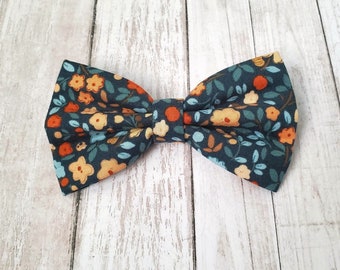 Floral dog bow tie • Floral nature bow tie for dog collar • Blue flower bow tie for dogs • Dog collar bowtie • Spring dog bow tie