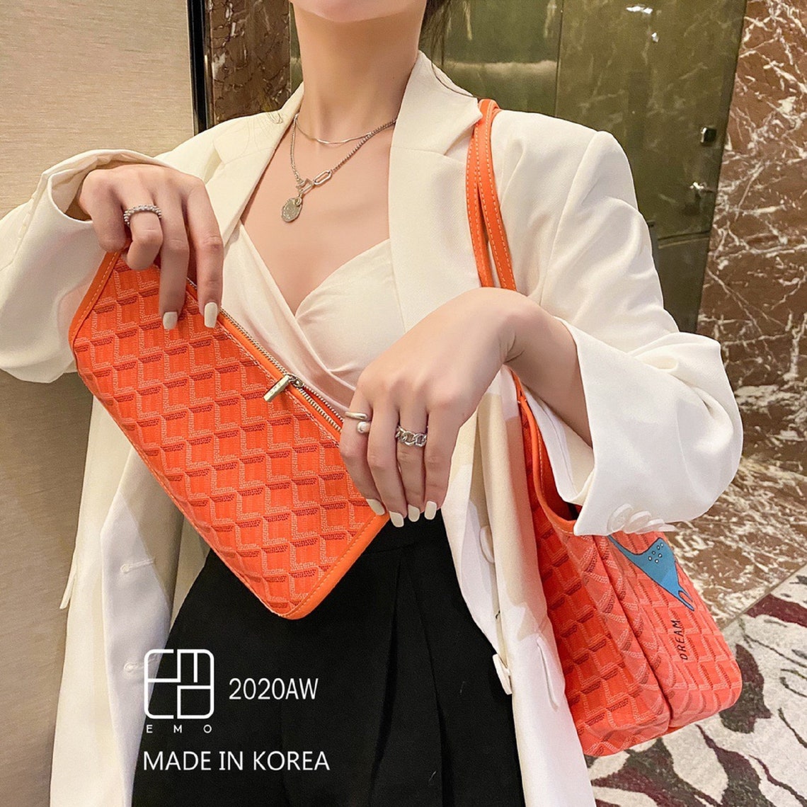 EMO Large Tote Bag Trendy Fashion Cute Graffiti Orange | Etsy