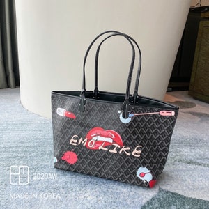 Emo Tote Bag Dog Tooth Goyard Inspired Hand Bag Korean Fashion Etsy Emo Tote Bag Dog Tooth Goyard Inspired Hand Bag Korean Fashion Etsy