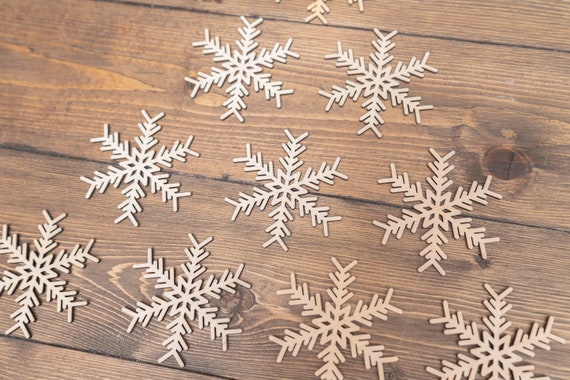 25 Snowflake Wood Christmas Ornaments DIY Wooden Christmas Crafts to Paint  On-2 Inch Snowflakes 
