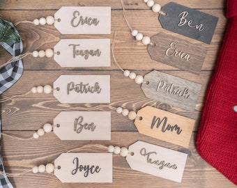 Personalized Christmas Stocking Name Tags, Gift Tags, 3D Name Tags, Personalized Wooden Tags, Wooden Signs