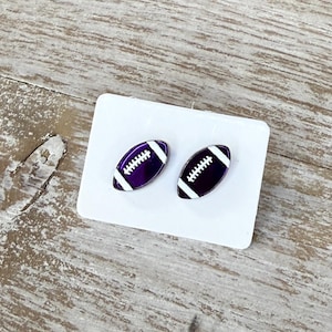UV Printed Football Acrylic Stud Earrings, hypoallergenic, sports earrings, sports jewelry, football earrings, football jewelry