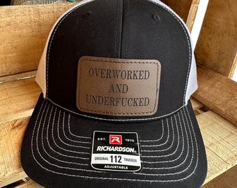 Cappello da camionista Richardson 112 da uomo sovraccarico, cappello divertente, sovraccarico e sottosfruttato, cappello umoristico da uomo, cappello umoristico, cappello divertente con toppa