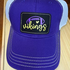 UV Printed Vikings Richardson 111 Trucker Hat, customizable hat and patch color, vikings merch, vikings sports merch, leatherette patch