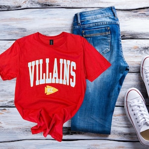 Villains KC Tee, dtf transfer, plus sizes available (up to 4xl), chiefs shirt, gildan softstyle, unisex tshirt, chiefs tshirt, comfortable