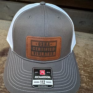 OSHA Certified Violator Men&#39;s Richardson 112 Trucker Hat, fun work hat, funny trucker hat, leatherette patch, mesh back hat, adjustable hat