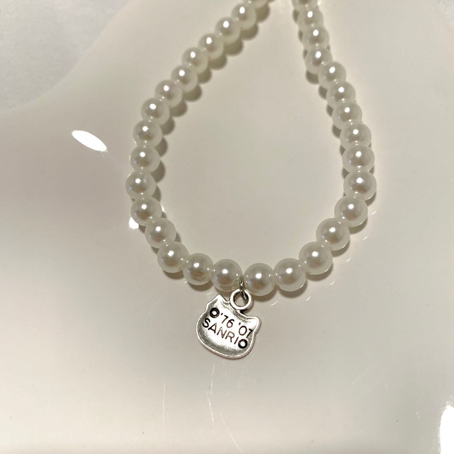 Hello Kitty Pearl Necklace Etsy