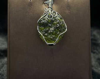 Natural moldavite stone pendant authentic certified 100% moldavite stone.