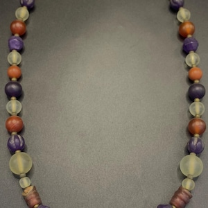 Handcrafted unique designed vintage necklace with amethyst beads and crystal stones and agate stones