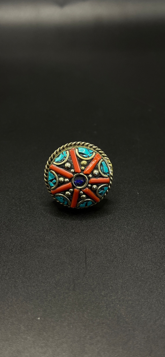 Handcrafted Vintage nepalese silver plated ring