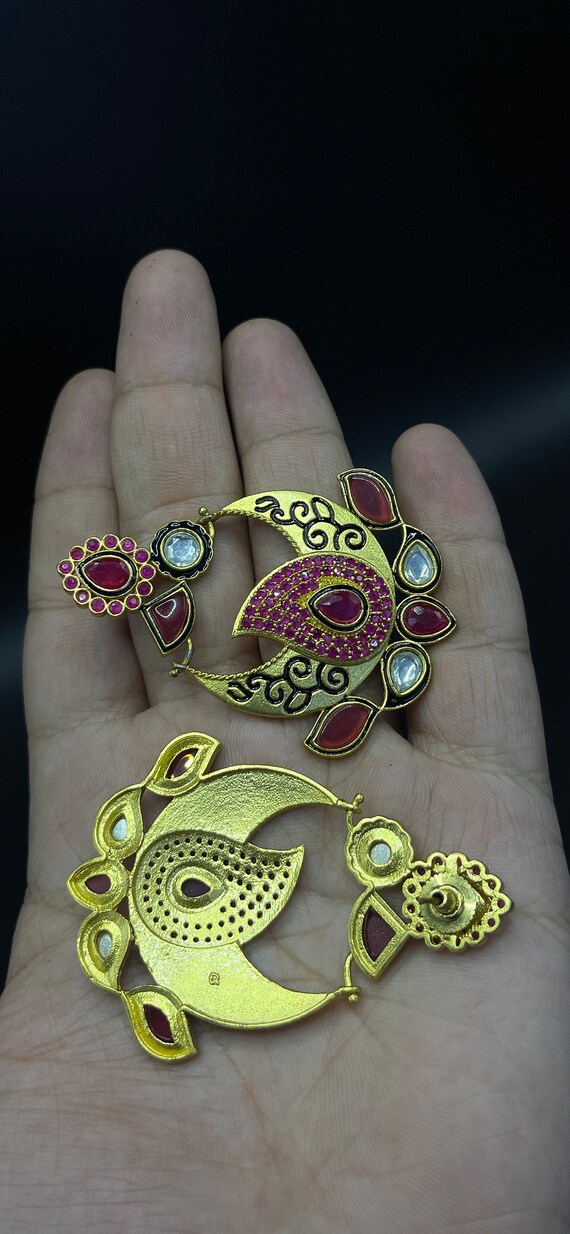 Vintage Wonderful handmade gold plated Nepalese e… - image 4