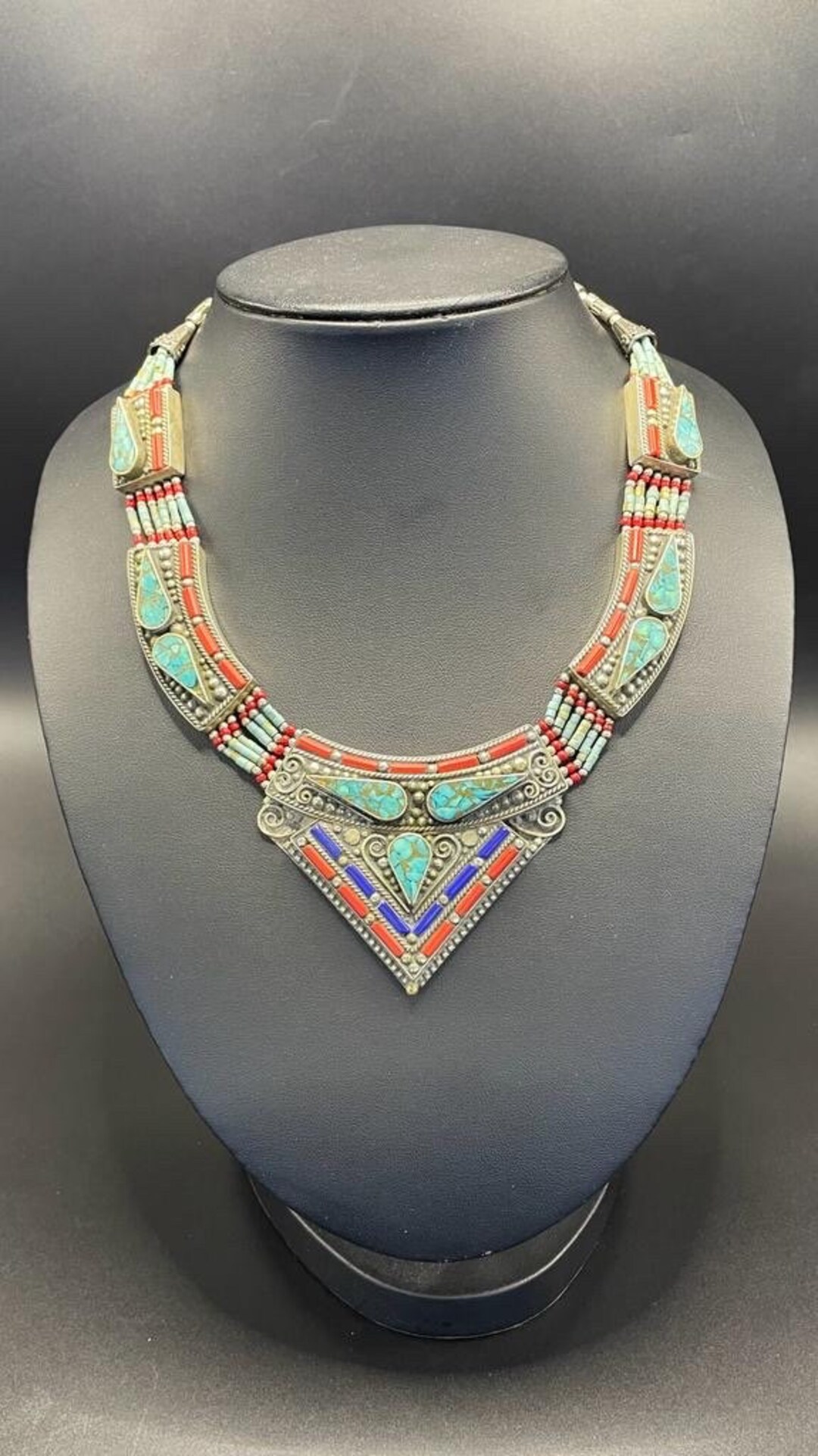 Ancient Handcrafted Silver Plated Tibetan Unique Necklace