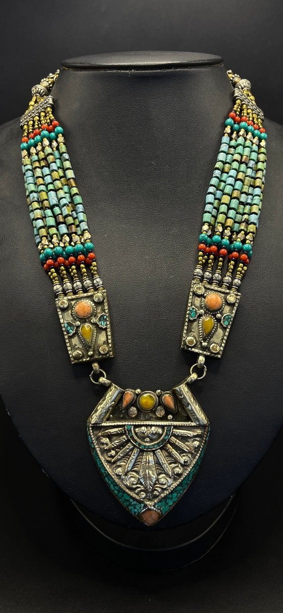 Ancient handmade Tibetan beaded Nepalese Necklace 