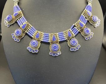 Tibetan Unique Necklace handcrafted with lapis lazuli Stones
