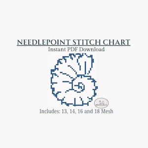 Snail Shell Needlepoint Chart: Minimal Coastal Line Art| Instant Digital PDF Download