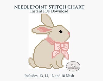 Easter Bunny Needlepoint Canvas Pattern: Festive Spring Stitch Chart (PDF Download)