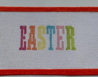 Hand Painted Easter Needlepoint Canvas| 14 Mesh Count Zweigart Spring Needlepoint | Preppy, Colorful Design